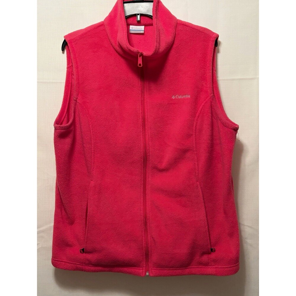 Columbia Women’s Pink Solid Full Zip Vest Sleeveless Pockets Plus Size 1X